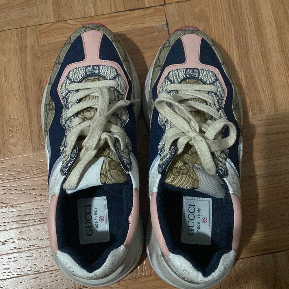 GUCCI Rhyton Mixed Media GG Canvas Sneaker